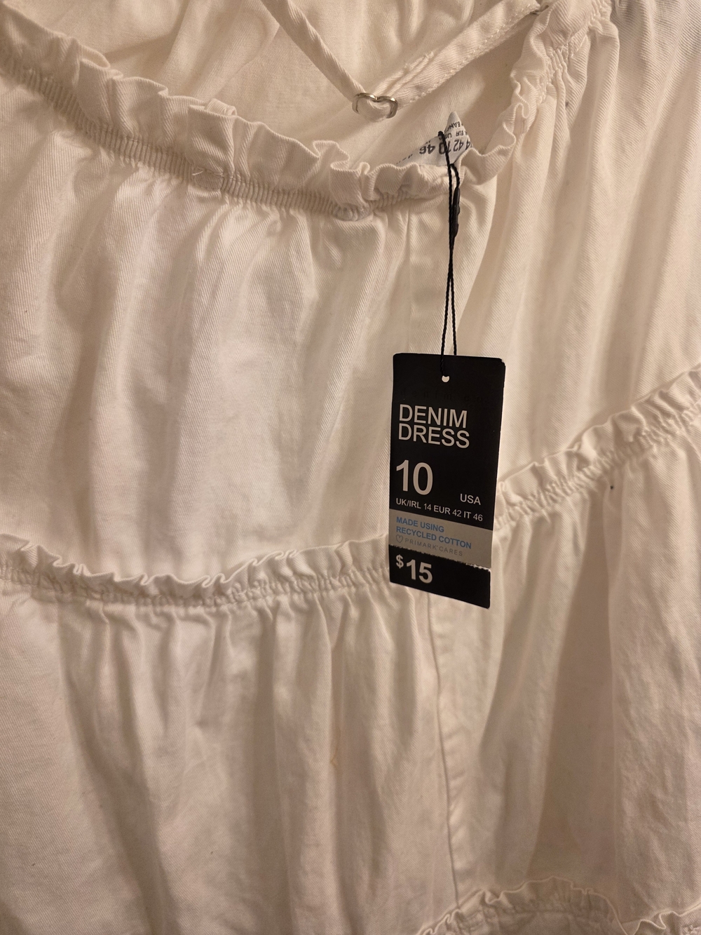 Denim&Co White Tiered Cotton Dress
